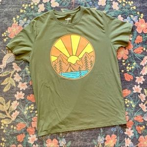 Olive Green Printed Camping Tee